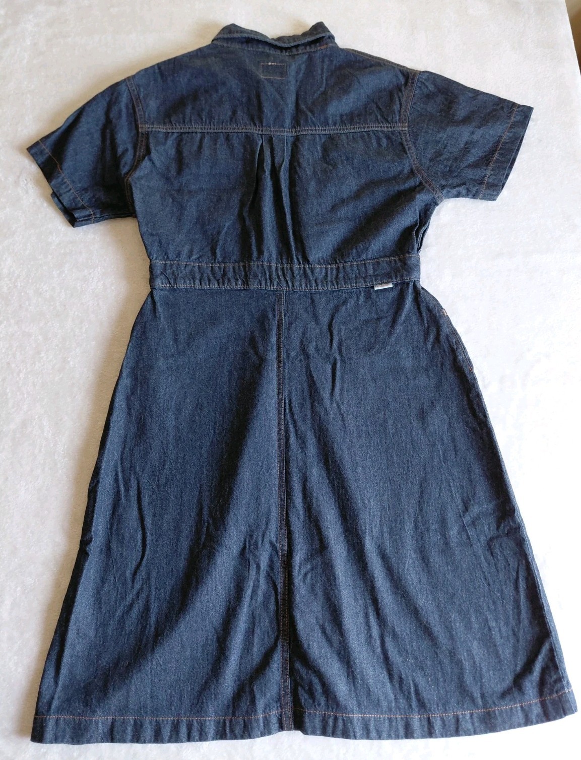 Signature By Levi Dark Blue Wash Denim Cowgirl Utility Midi Shirt Dress Medium