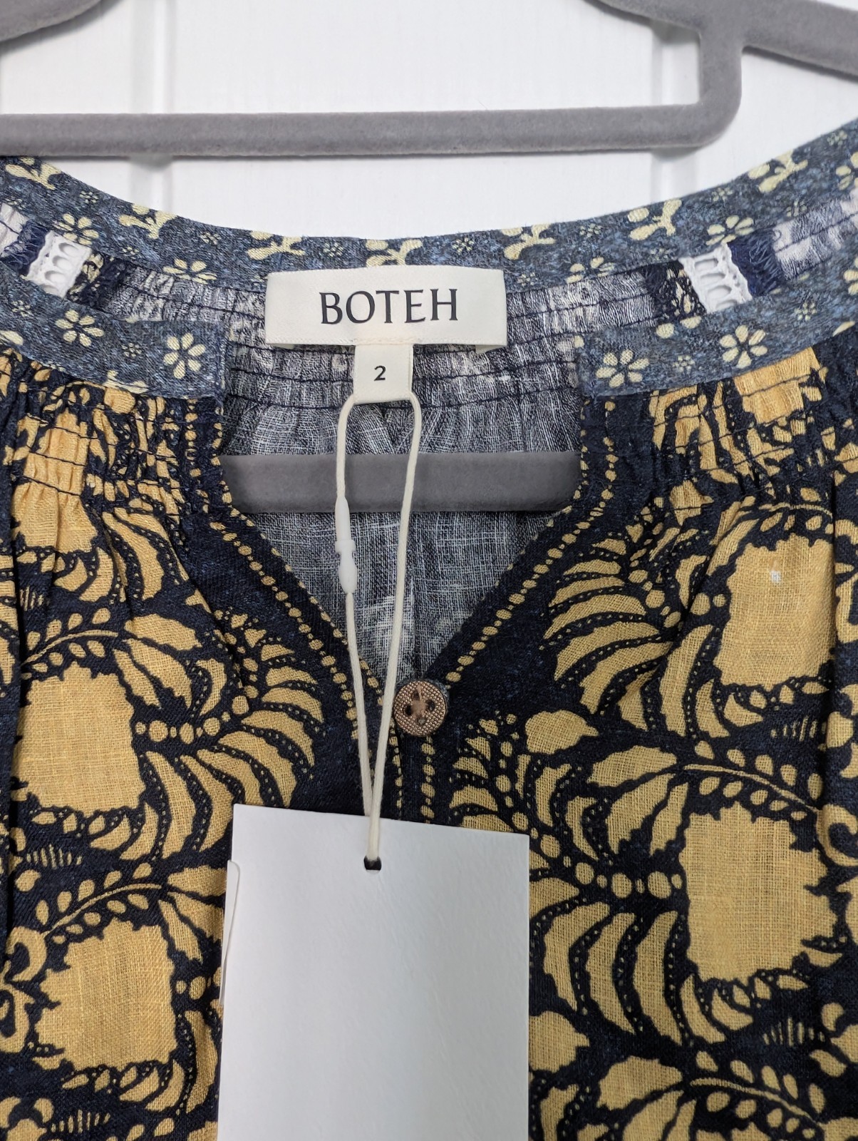 Boteh Florimonde Mini Smock Dress – Indigo Patchwork – UK 10 (Size 2) – BNWT