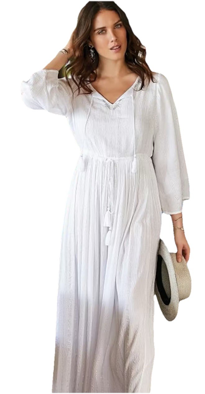 SOFT SURROUNDINGS Large Petite Women STARLIGHT MAXI DRESS White Silver 64-31
