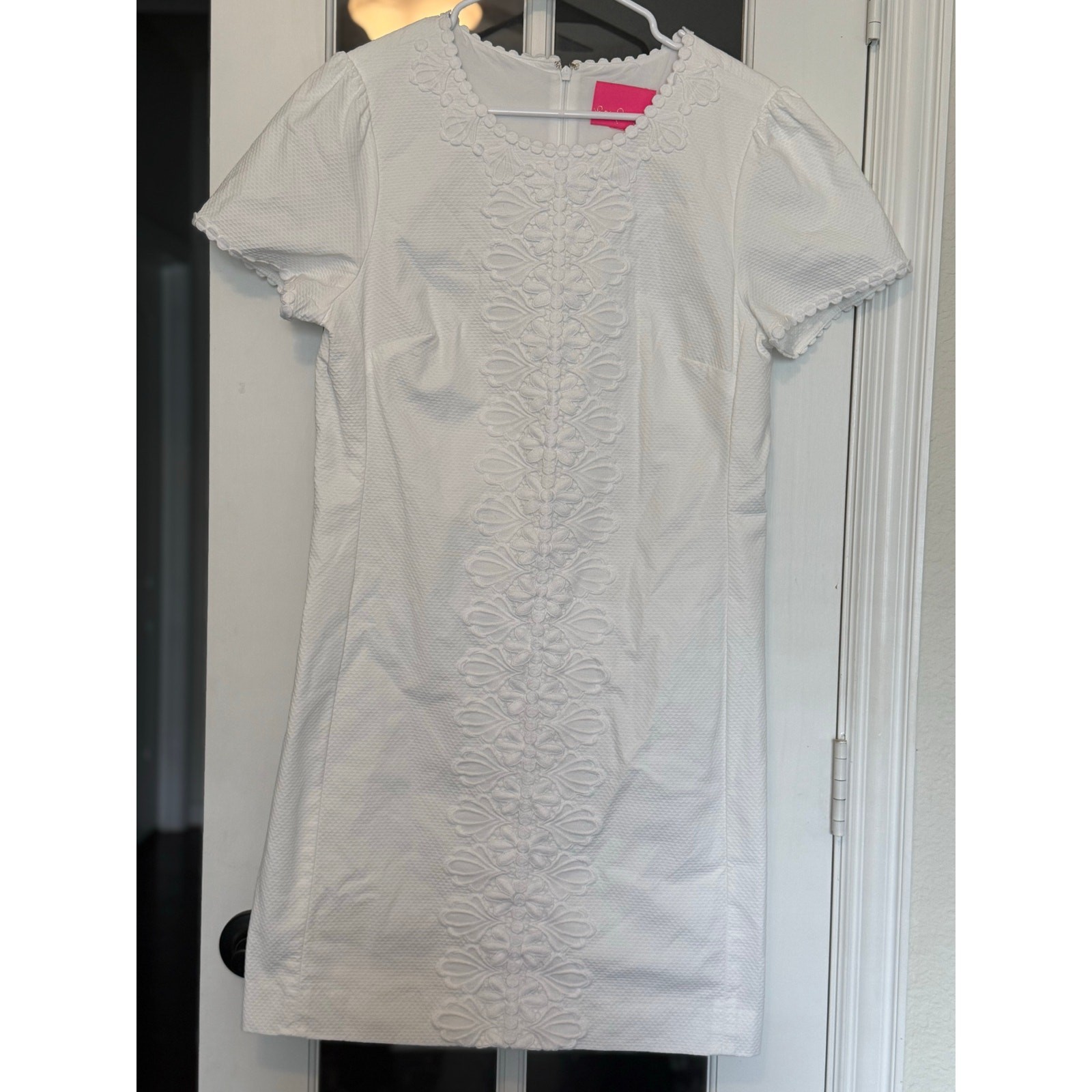 Lilly Pulitzer Maisie Stretch Piqué Shift Dress in Resort White cotton size 8
