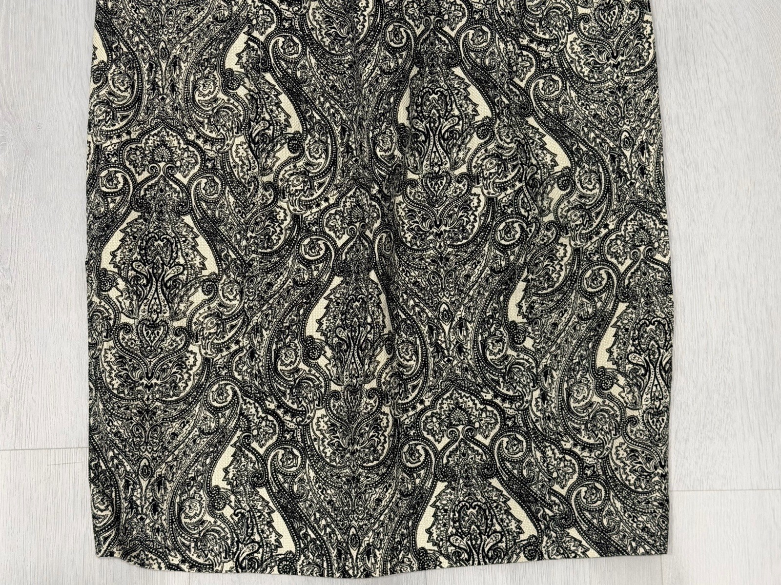 Talbots NEW $139 Sz 14P Cotton Ble Sheath Shift Dress Lined Paisley Black White