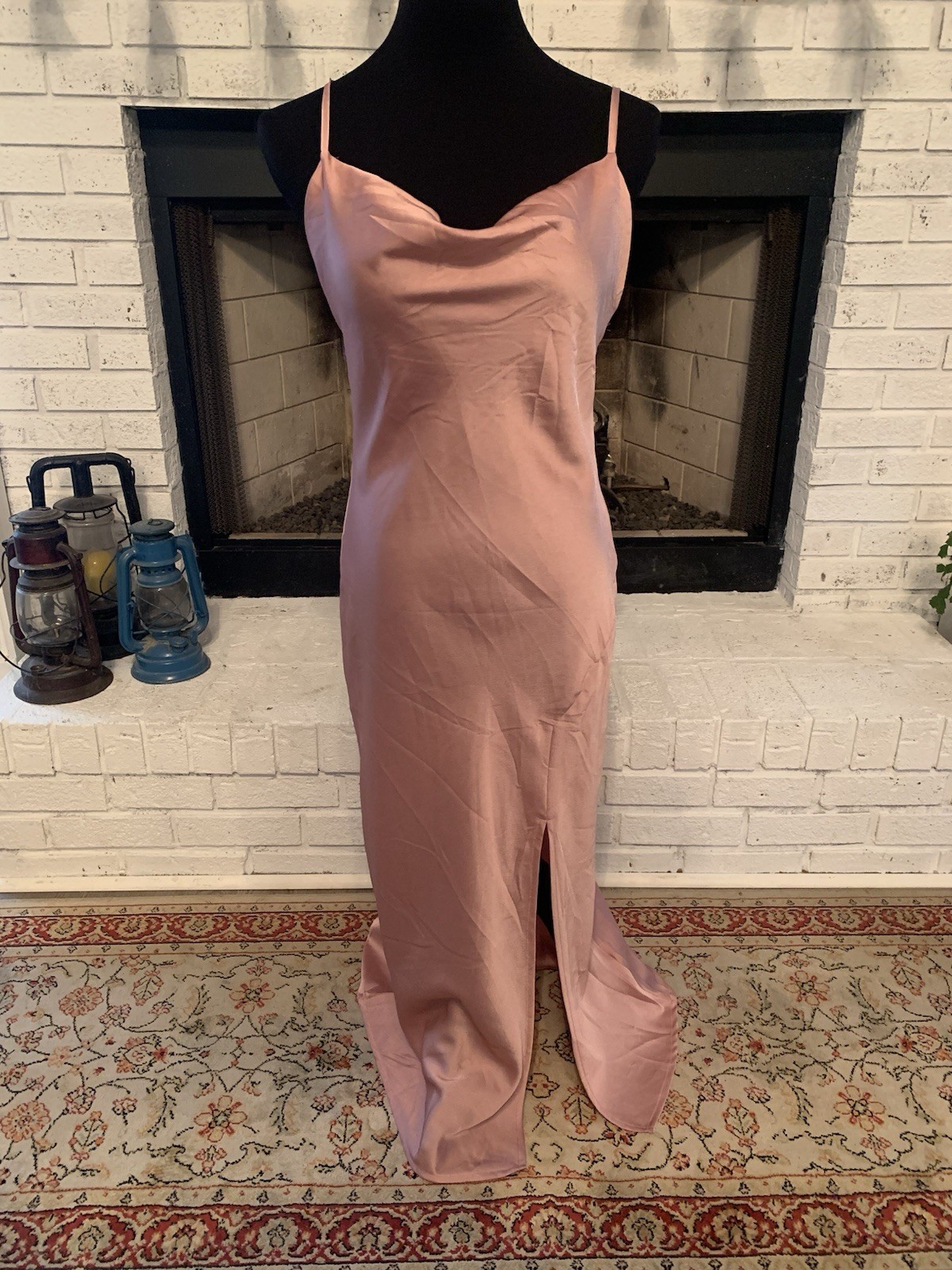 Paper Heart Sleeveless Maxi Dress Pink Satin Formal Australia Women’s S 34” Bust