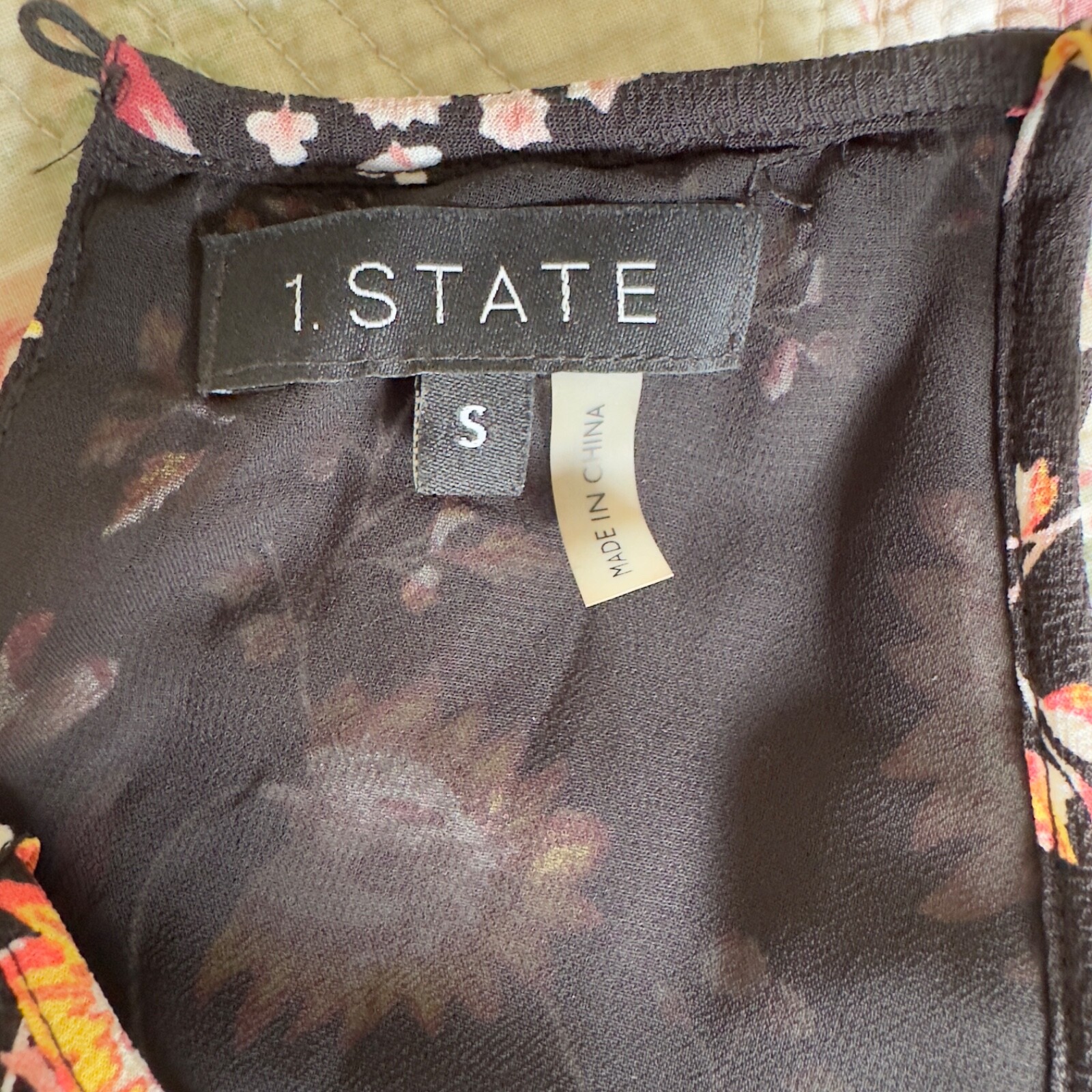 1. STATE High Neck Floral Sleeveless Ruffle Maxi Dress-Size Small-Black Floral