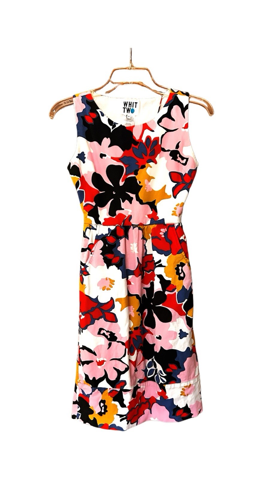 Anthropologie Whit Two Bright Floral Mini Dress, Cut Out Back, Size 0/XS