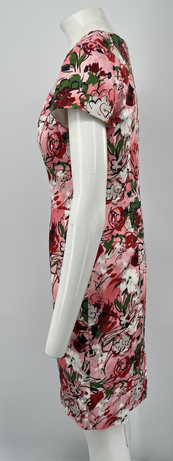 Carolina Herrera Archive Print Collection Pink Floral Short Sleeve Dress sz 6