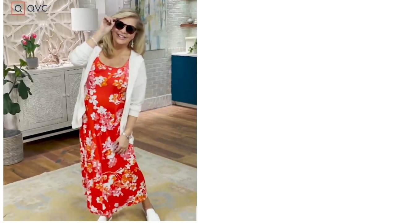Susan Graver Liquid Knit Sleeveless Midi Dress-Coral Bloom-XL-NEW-A480677