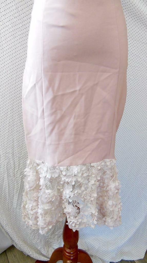 NEW Maria Bianca Nero BLUSH Milly LACE Hi-Lo HEM Flounce SHEATH Slip DRESS 0