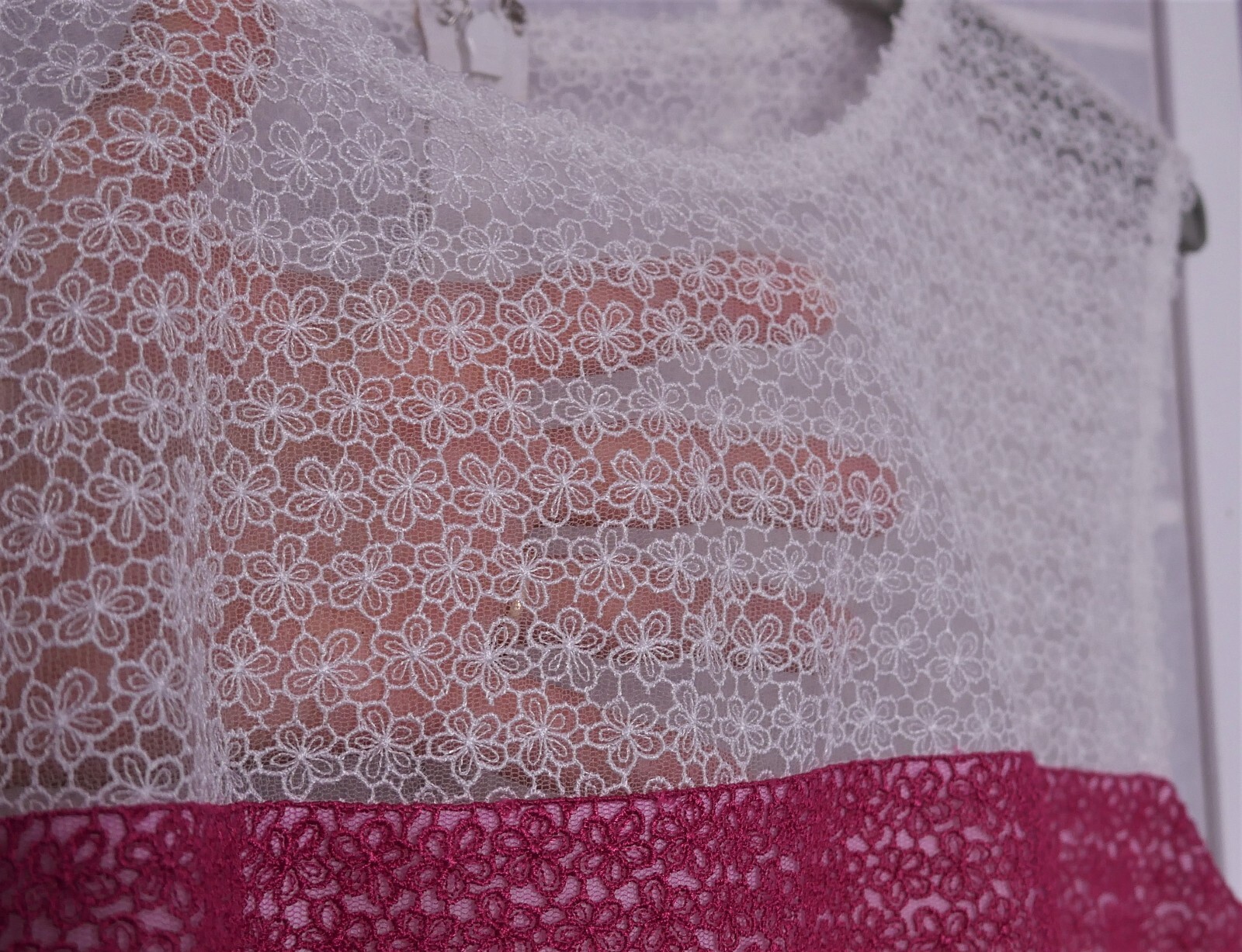 HANDMADE WOMENS STRIPED PINK WHITE LINED LACE DRESS SIZE 8