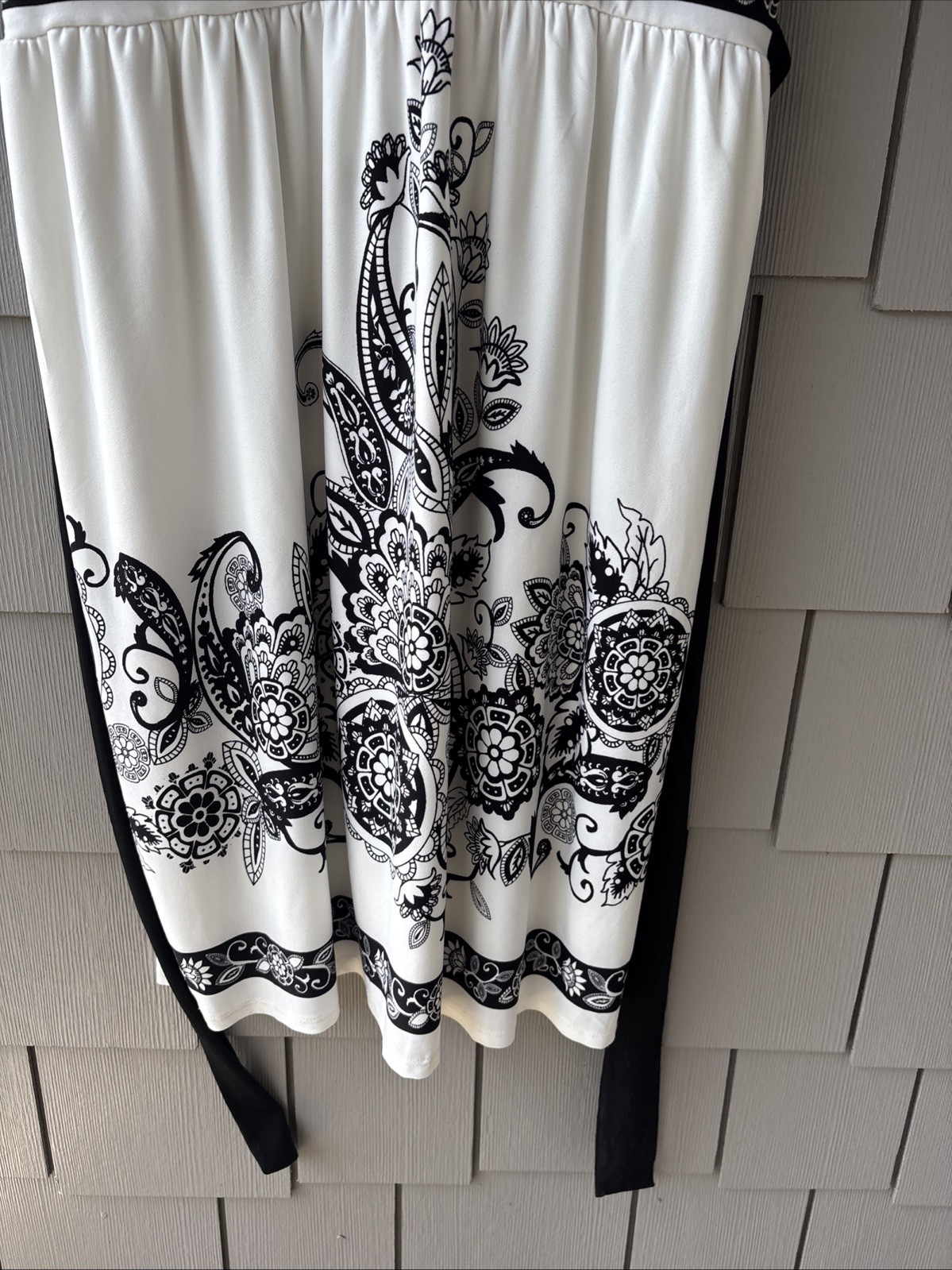 Joei & I Empire Waist Sleveless Graphic Print Lined Dress Tie Back Size XL