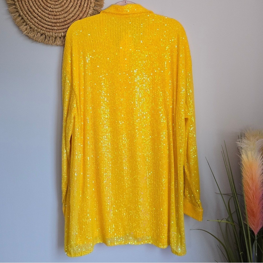 Anthropologie NEW Flat White Yellow Sequin Tunic Shirt Dress SZ XL Eras Tour