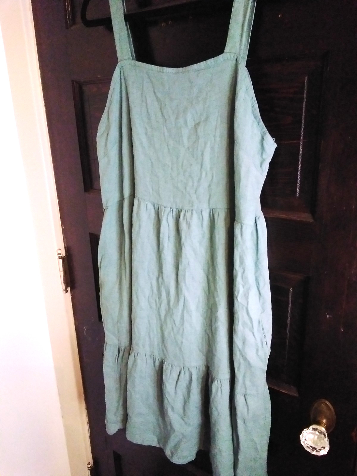 Valentina Naldi teal Italian linen sun dress pockets size large L