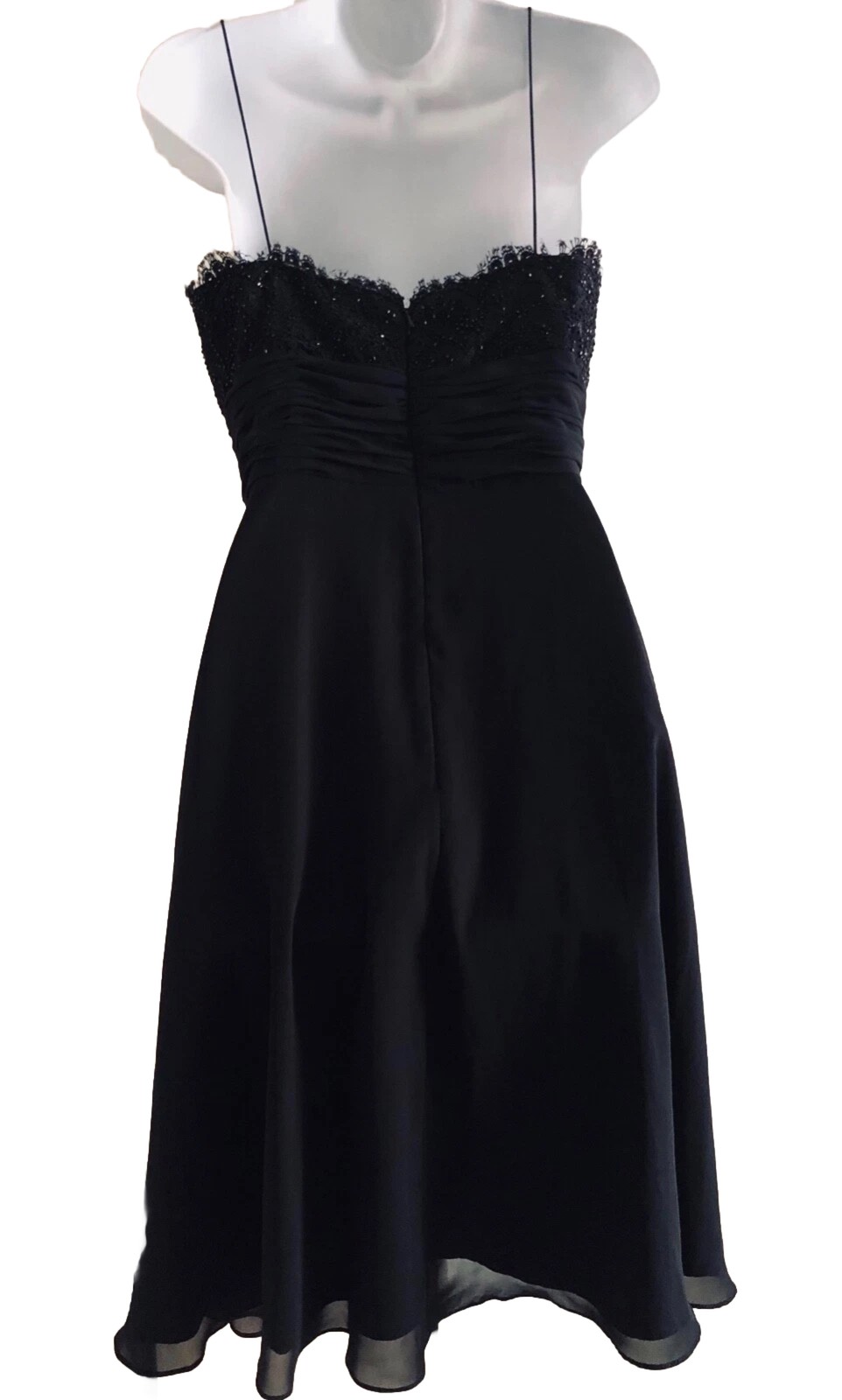 JS Boutique Womens Beaded Spaghetti Strap Draped Black Dress 8