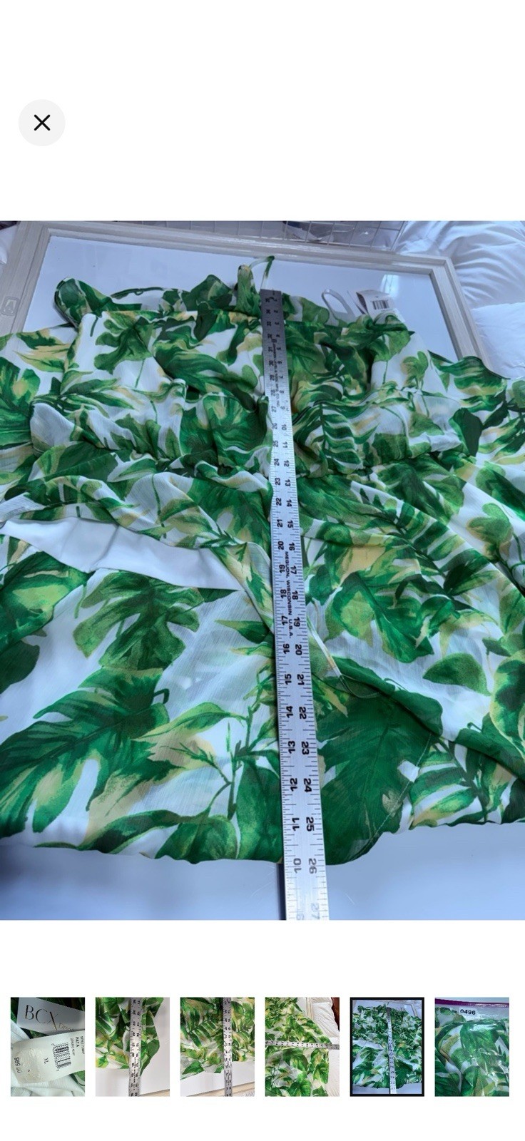 BCX Tropical Leaf Print Halter Maxi Dress High Low Ruffle Hem Size XL NWT