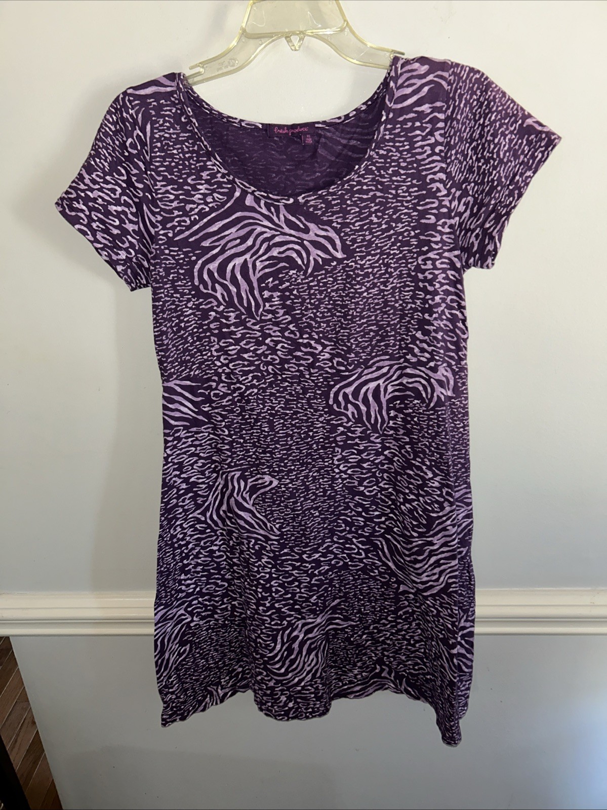 Fresh Produce Women’s XS Peri Tunisia Sadie Blue Purple Anímal Print Mini Dress