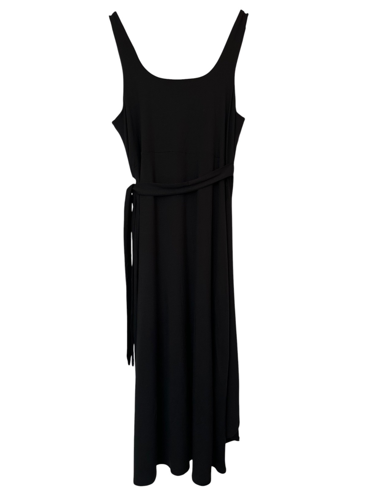 NEW Quince Tencel Jersey side tie Midi Dress Black XL Clean Girl Everyday LBD
