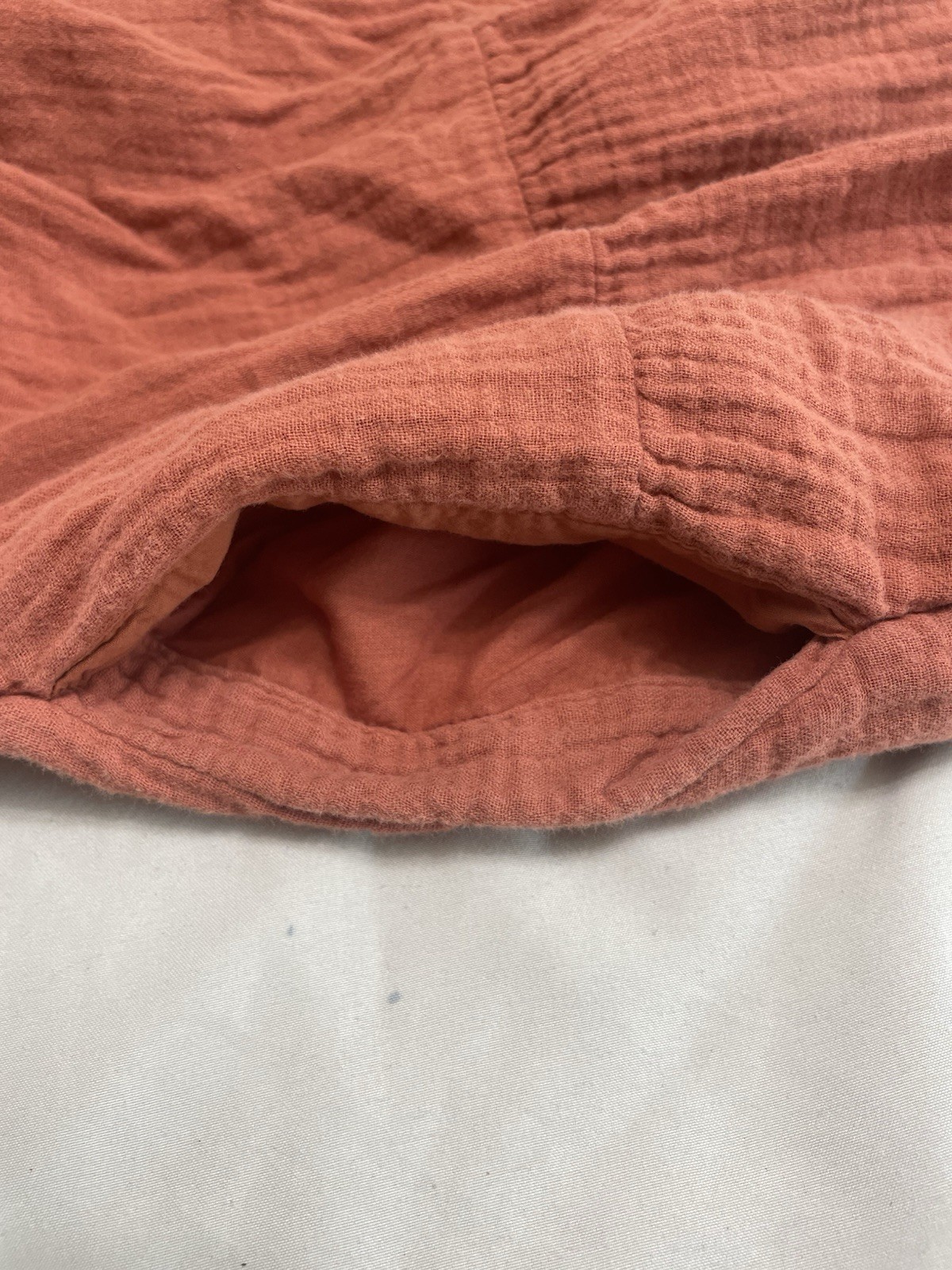 100% Cotton Universal Thread Rust Cotton Gauze Tiered V-Neck Balloon Sleeve L