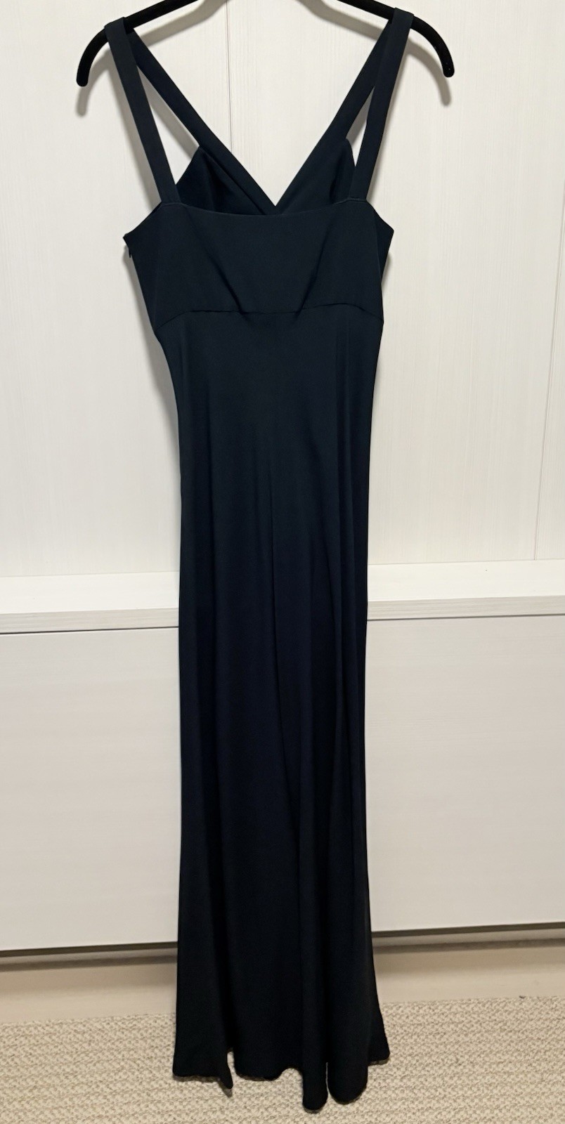 GIANFRANCO FERRE STUDIO Strappy V Neck Long Formal Blue Black Crepe Gown Small