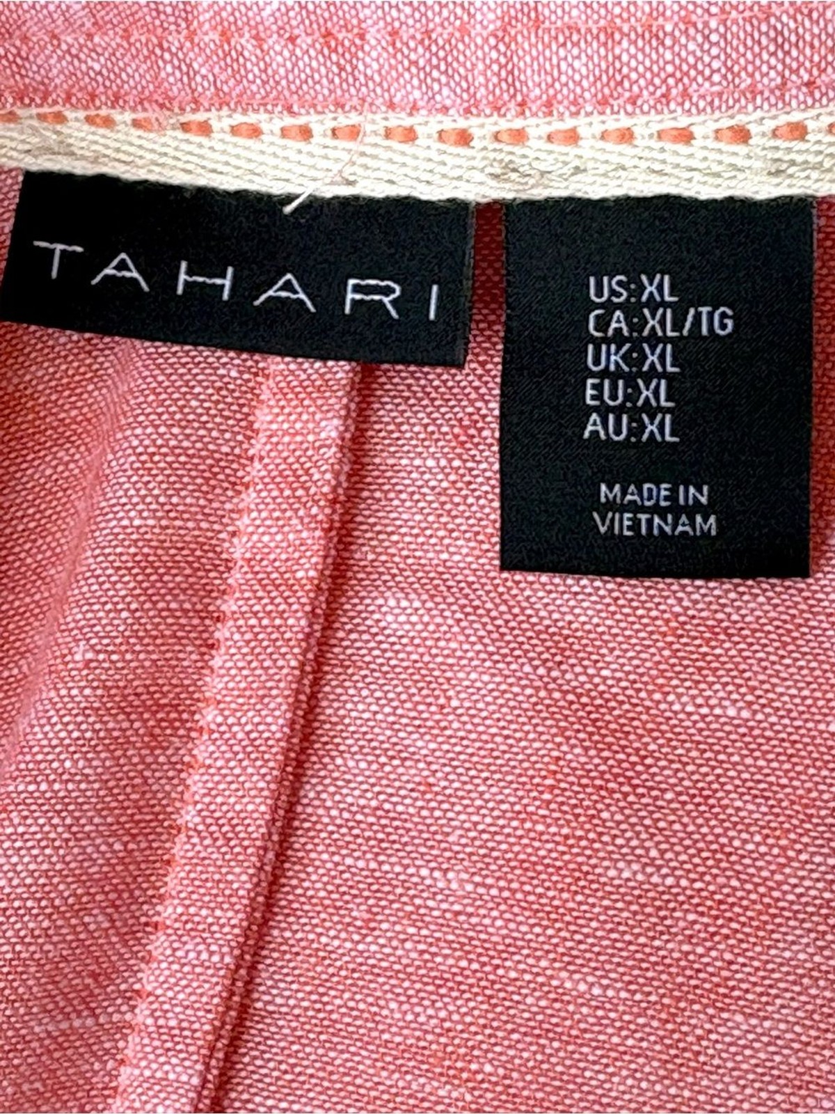Tahari Peachy Orange Caftan Style Short Wide Sleeve Linen Maxi Dress or Cover