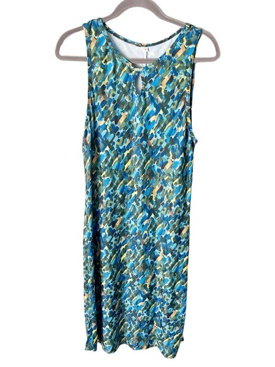 Nuu Muu Blue & Green Geometric Ruu-Muu Back Pocket Tennis Dress Size Large