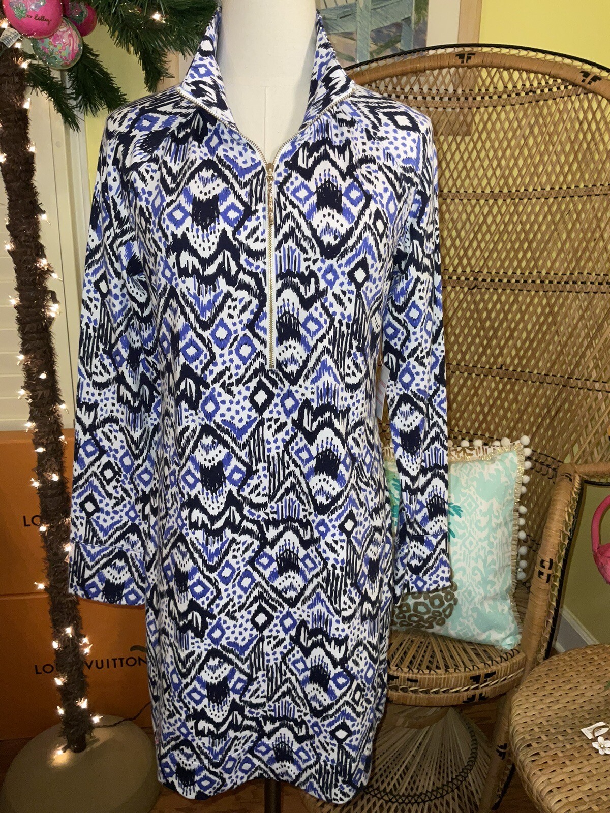 Lilly Pulitzer NWT UPF 50+ Skipper Popover Dress Oh My Cod $158 Size S,L