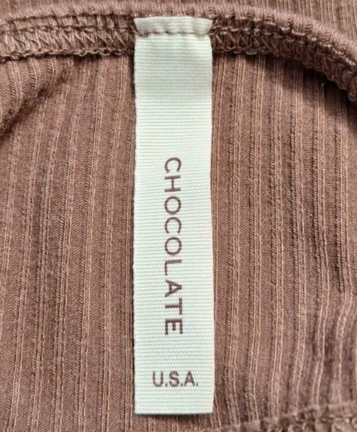 CHOCOLATE USA SzM Plunging Neck Twist Cut-out Ribknit Bodycon Mini Dress Mocha