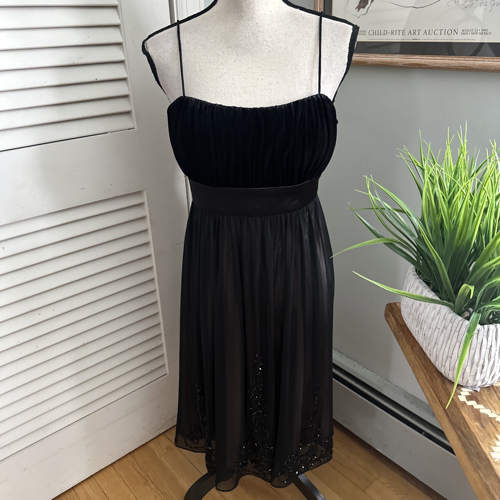 Vintage SL Fashions Dress 12 Black Velvet Mesh Whimsigoth Dark Romantic Fairy