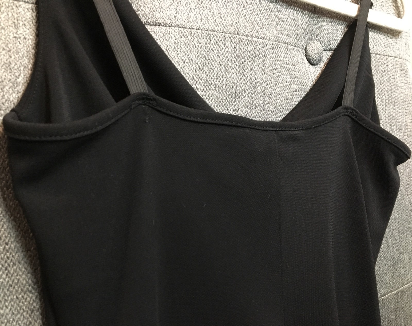 ESPRIT Black Slip Dress (SMALL) Vintage Y2K Stretch Elastic Straps Sequin Flower