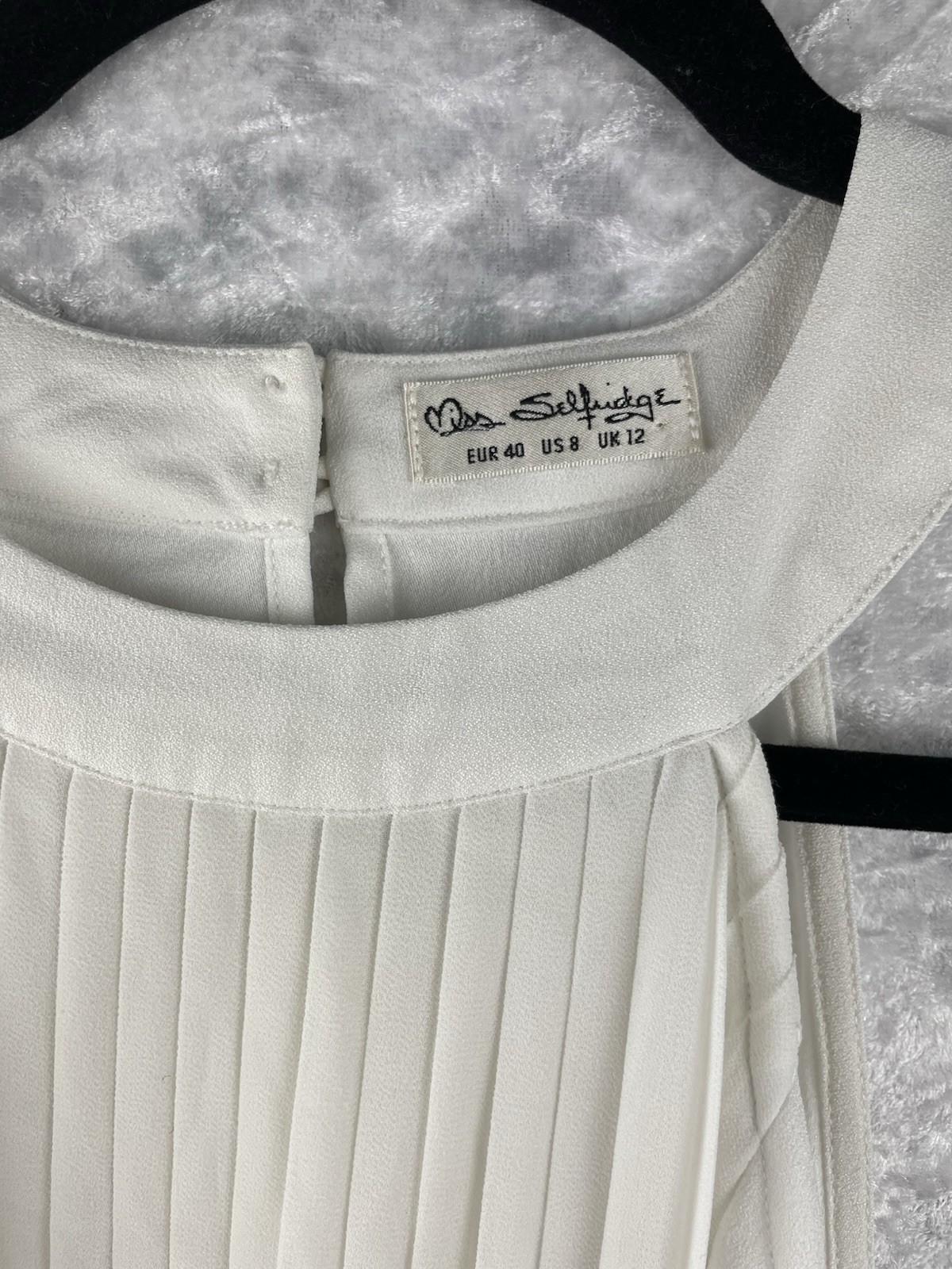 Miss Selfridge Y2K Size 12 Cream / White Handkerchief Hem Floaty Dress Pleated