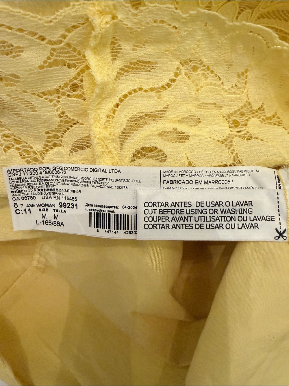 MNG Mango Yellow Lace Strapless Mini Dress NWT Size Medium