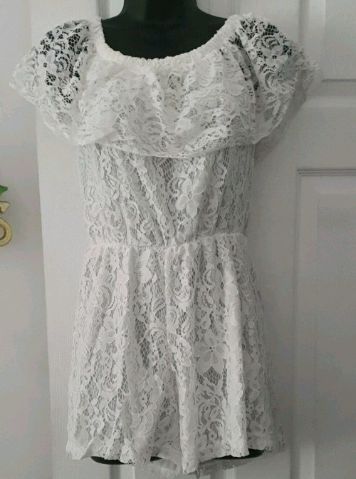 Ladies Summer Holiday Mini Lace Jumpsuit Beachwear Short Sundress UK 8