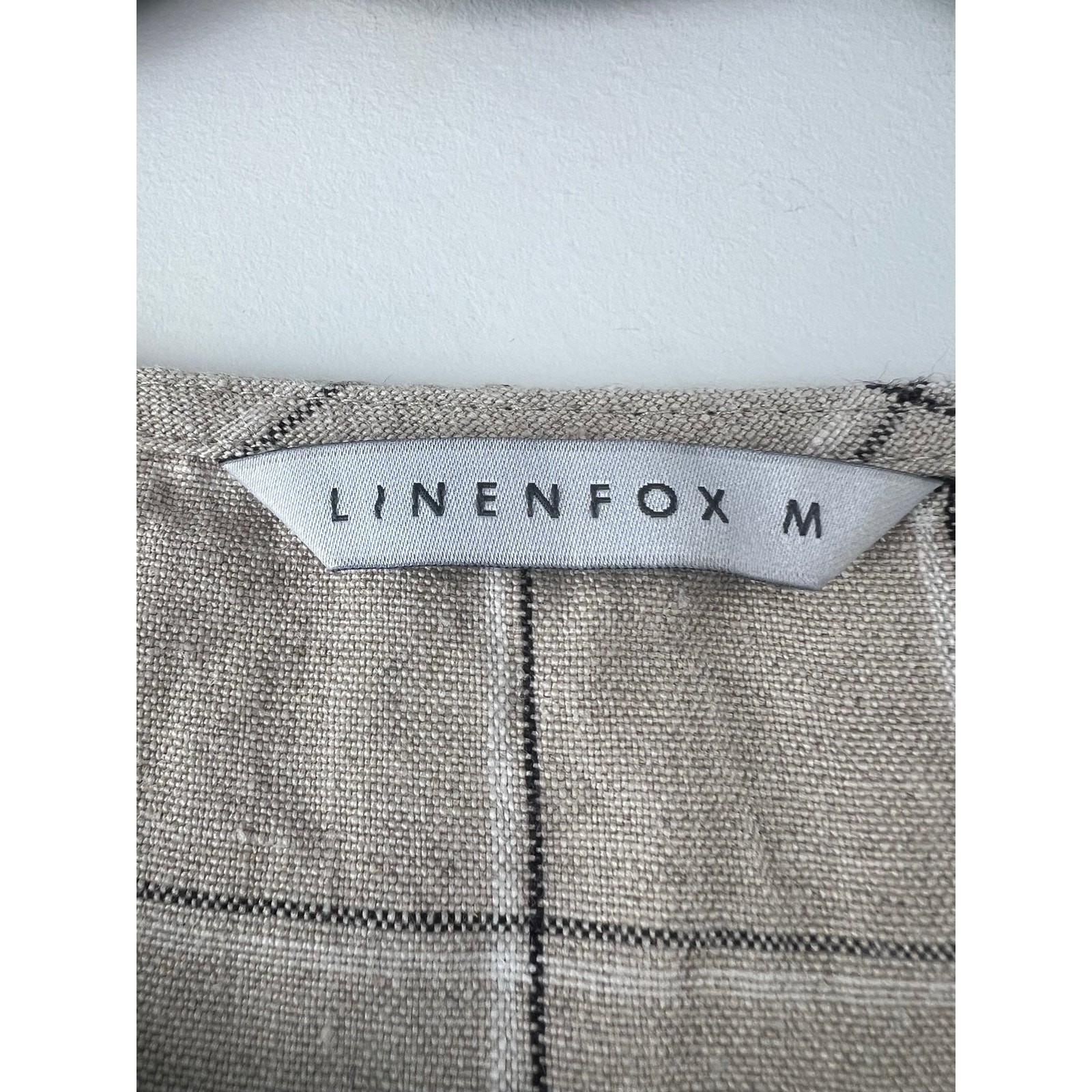 Linenfox Tan Black Check Print Sheath Dress Medium
