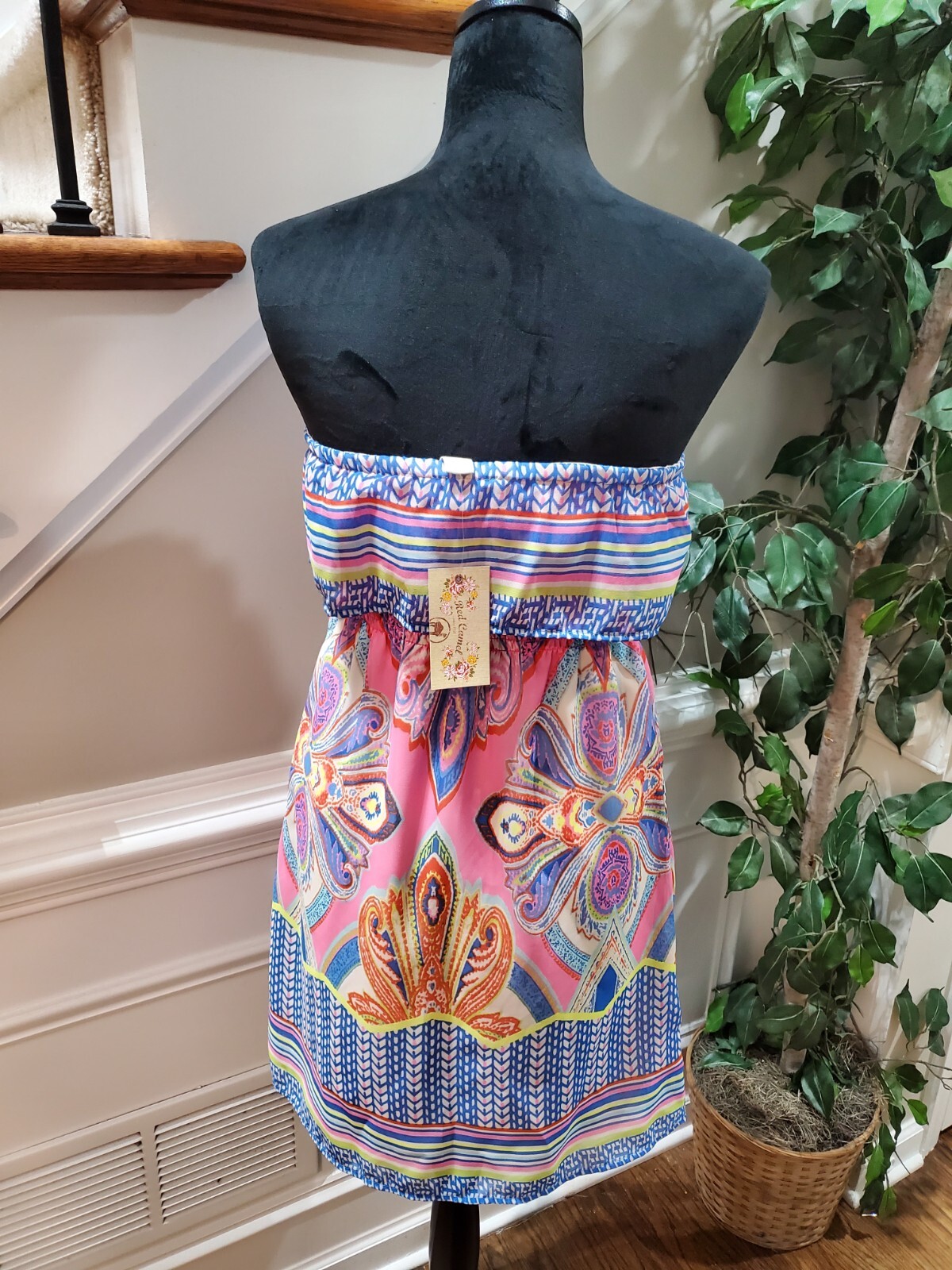 Red Camel Women’s Multicolor Polyester Off The Shoulder Knee Length Dress Size M