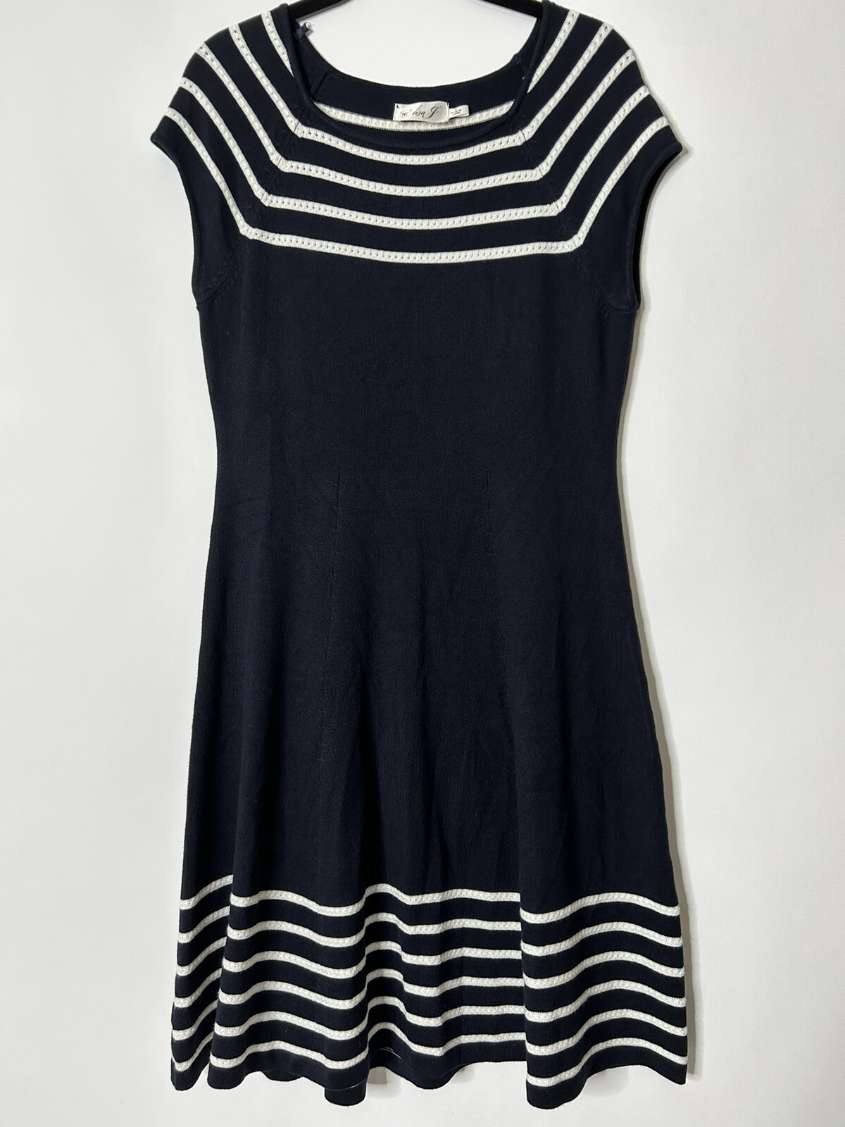 Eliza J Women Size M Blue and White Acrylic Blend Dress