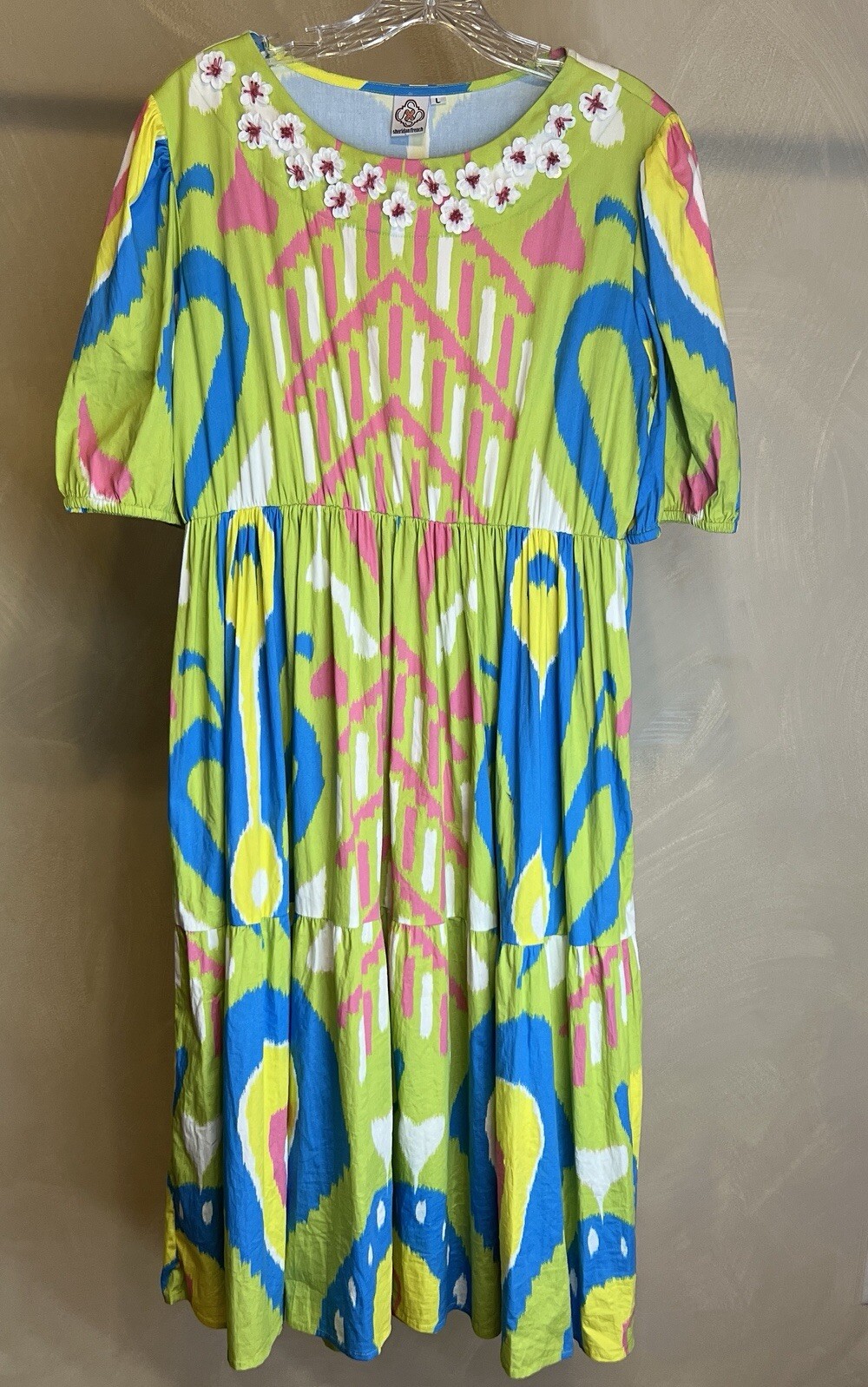 Sheridan French Women pullover Resin floral detail Colorful Arcadia Dress|SZ:L