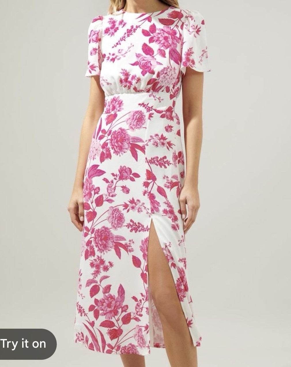 Sugar Lips Size S Floral White And Pink Womens Small Midi Beautiful $80 Dress