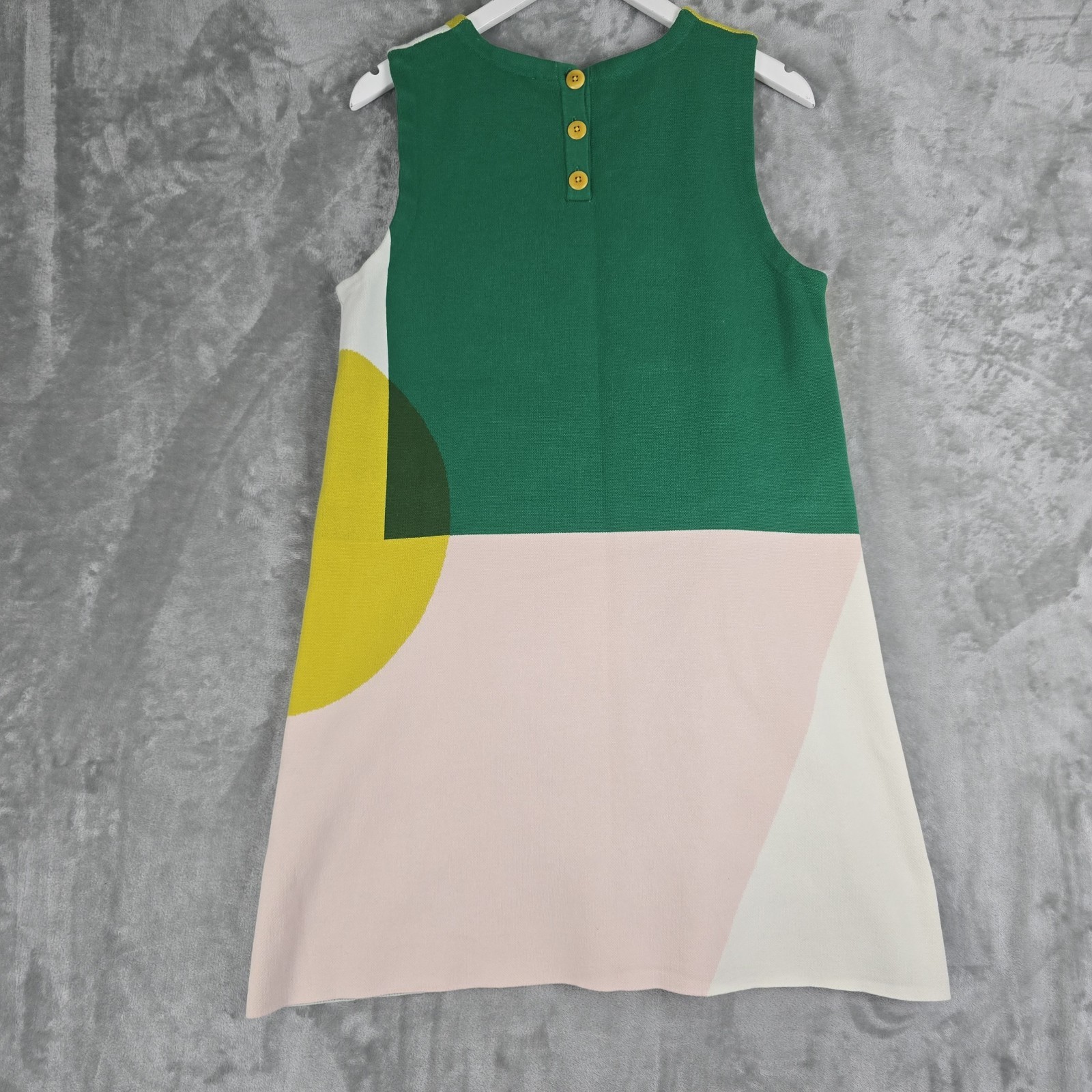 Moth Anthro Mod Geometric Tunic Knit Dress Large Yellow Green Retro