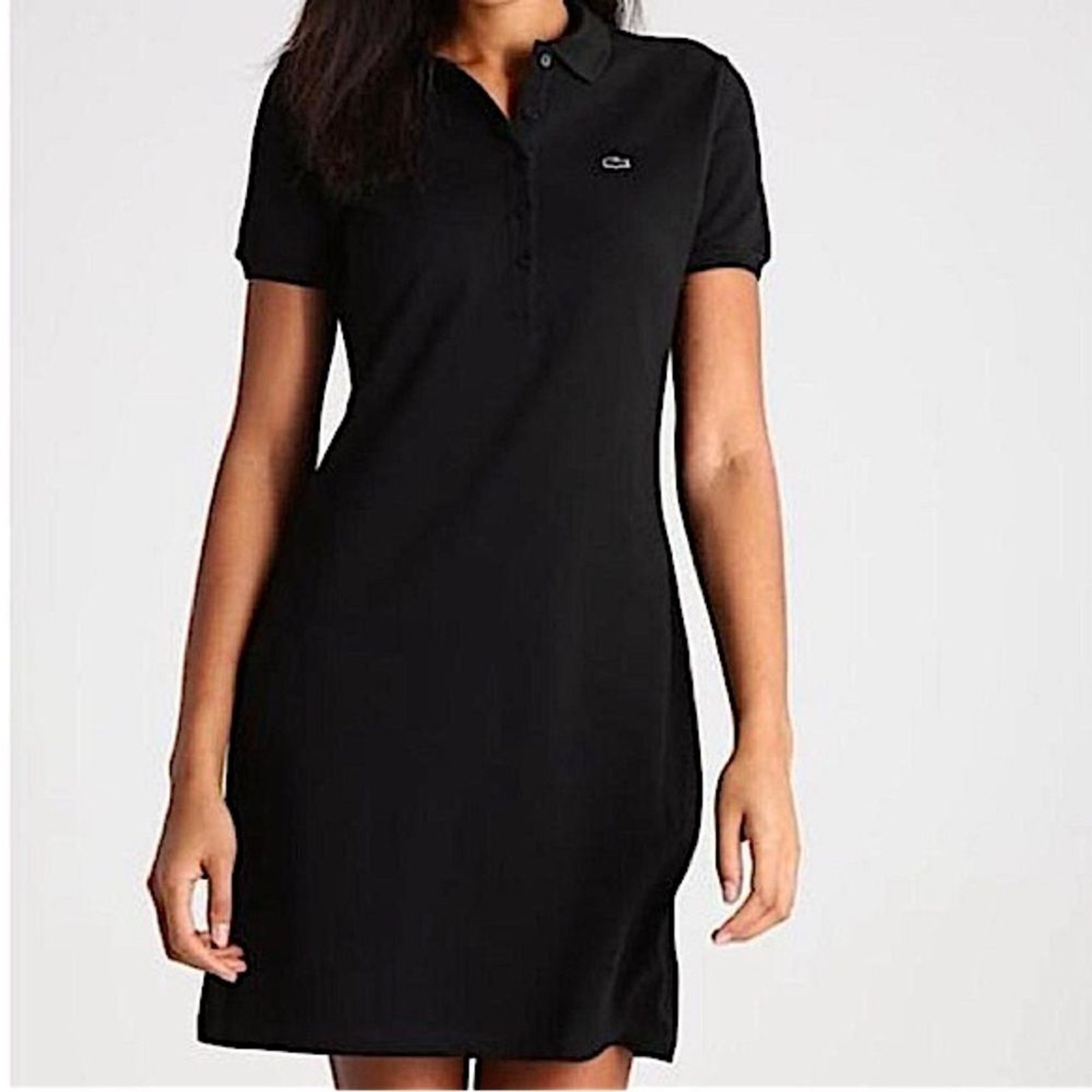 Lacoste Women’s Black Slim Fit Stretch Mini Piqué Polo Dress Size Extra Large