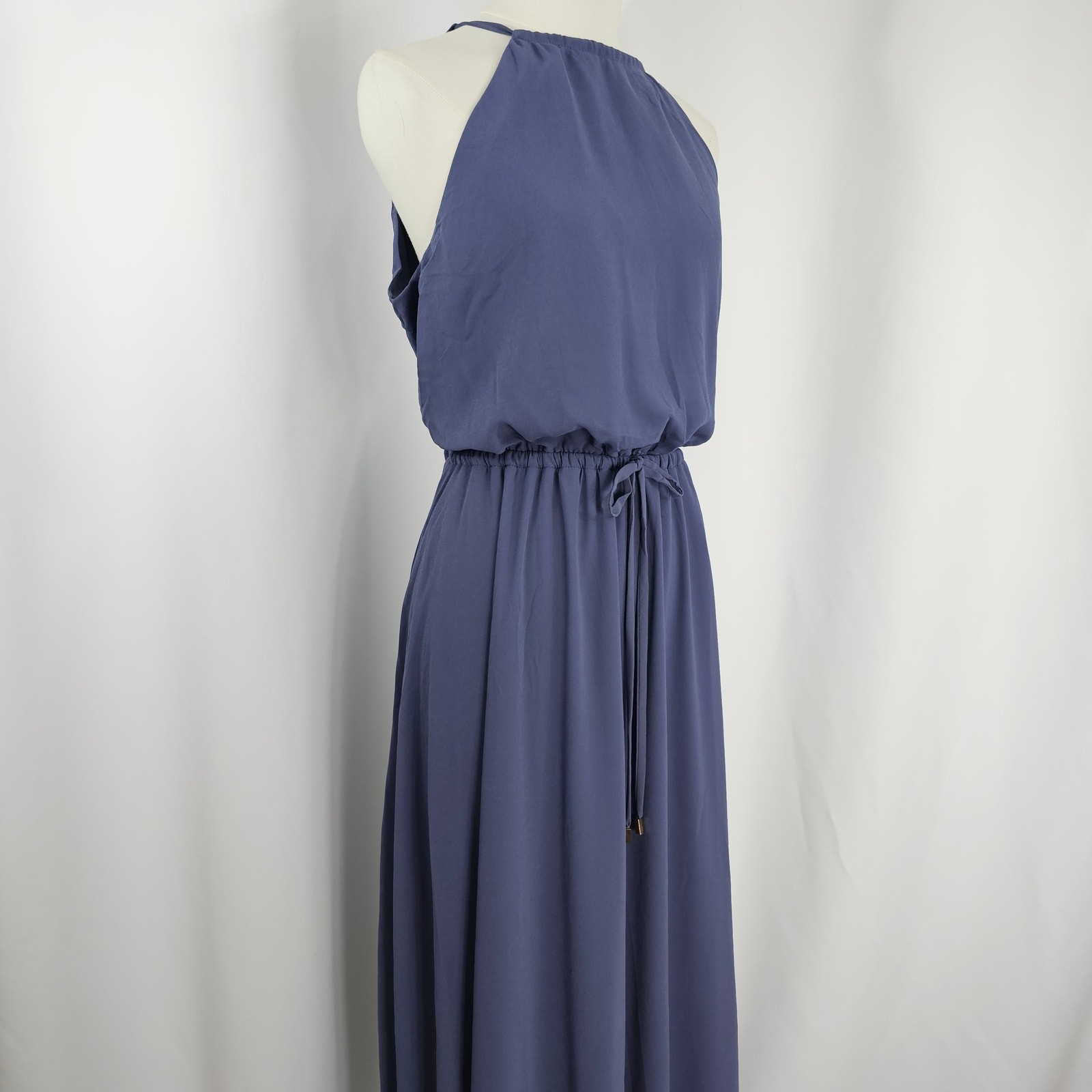 Lulus Blue Halter Neck Keyhole Back Formal Chiffon Maxi Dress Women’s Size L NWT