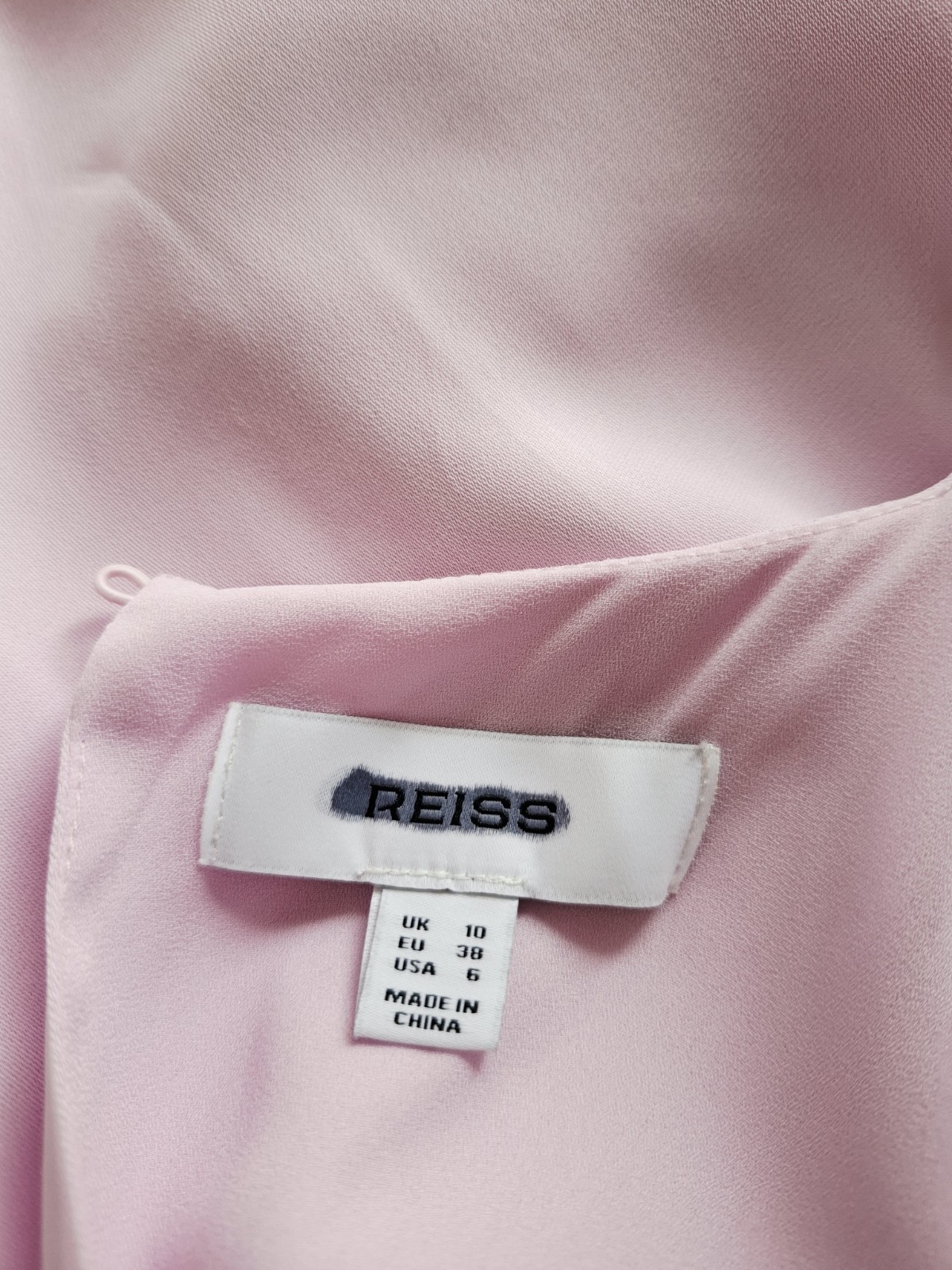 Reiss Elina Draped Tuck Mini Dress, Pale Pink – Size 10