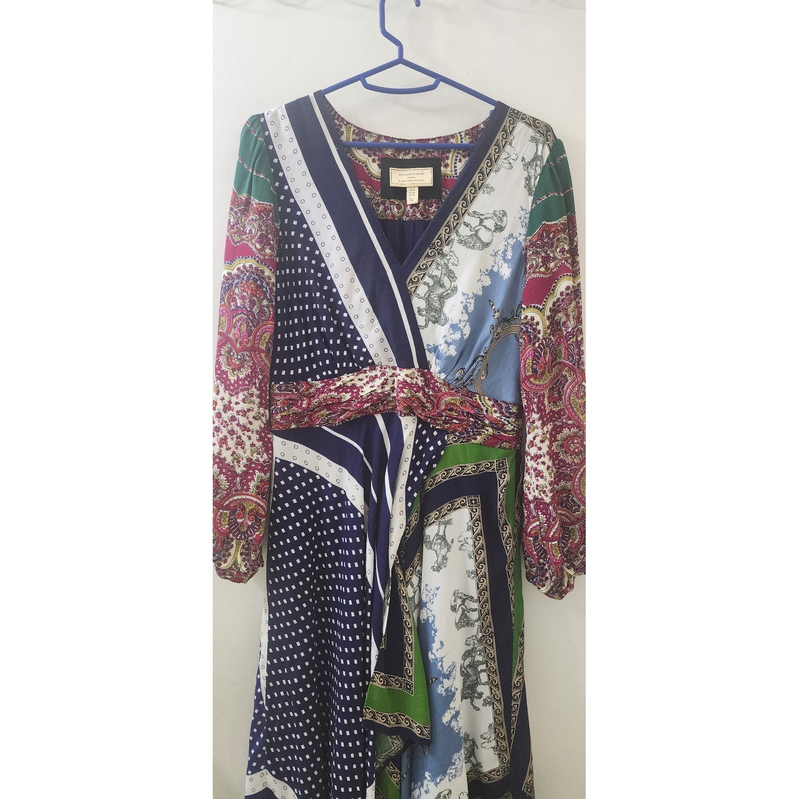 Anthropologie Moulinette Soeurs Patchwork Scarf Print Handkerchief Midi Dress 6