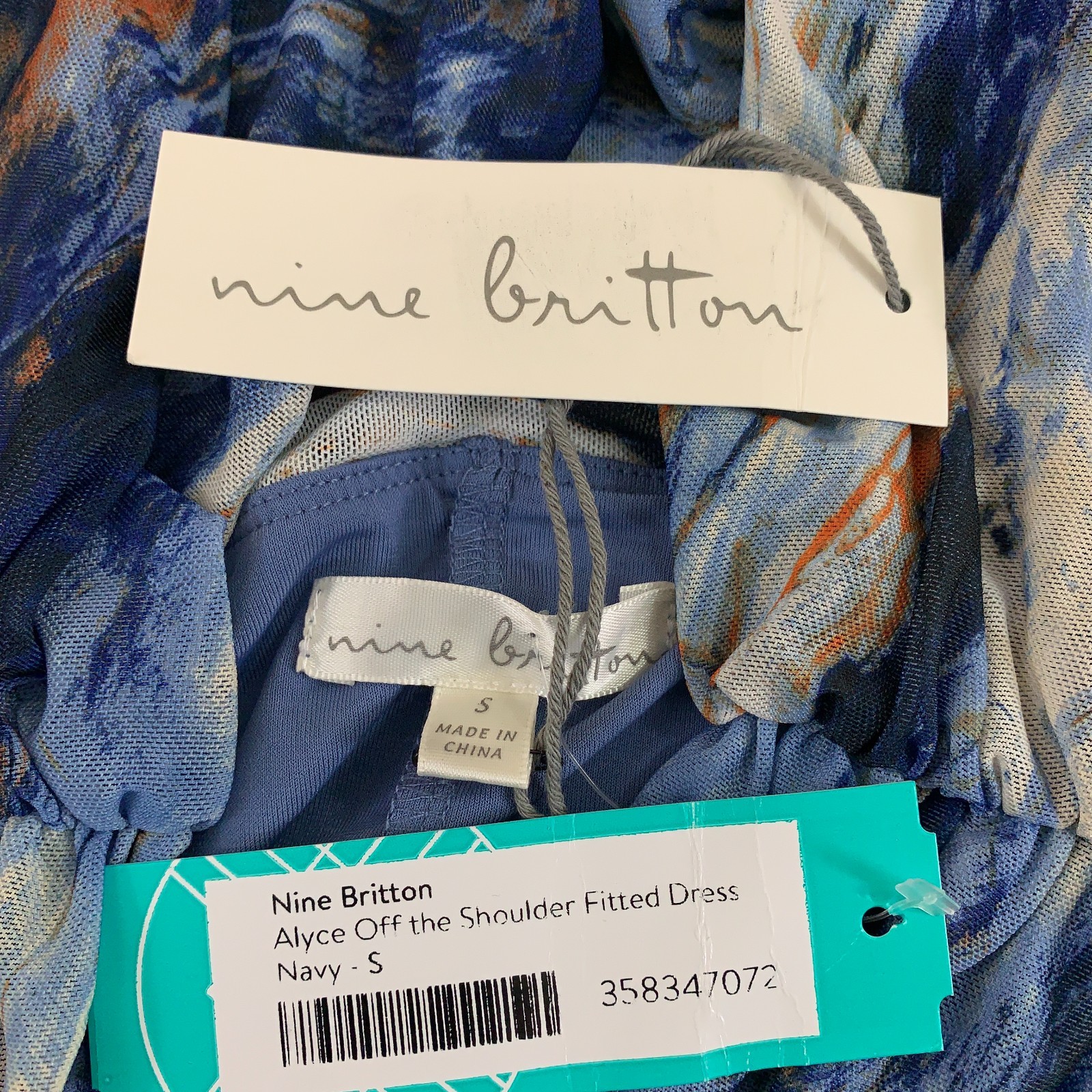 Nine Britton Womens Small Navy Alyce Off the Shoulder Fitted Bodycon Dress NWT