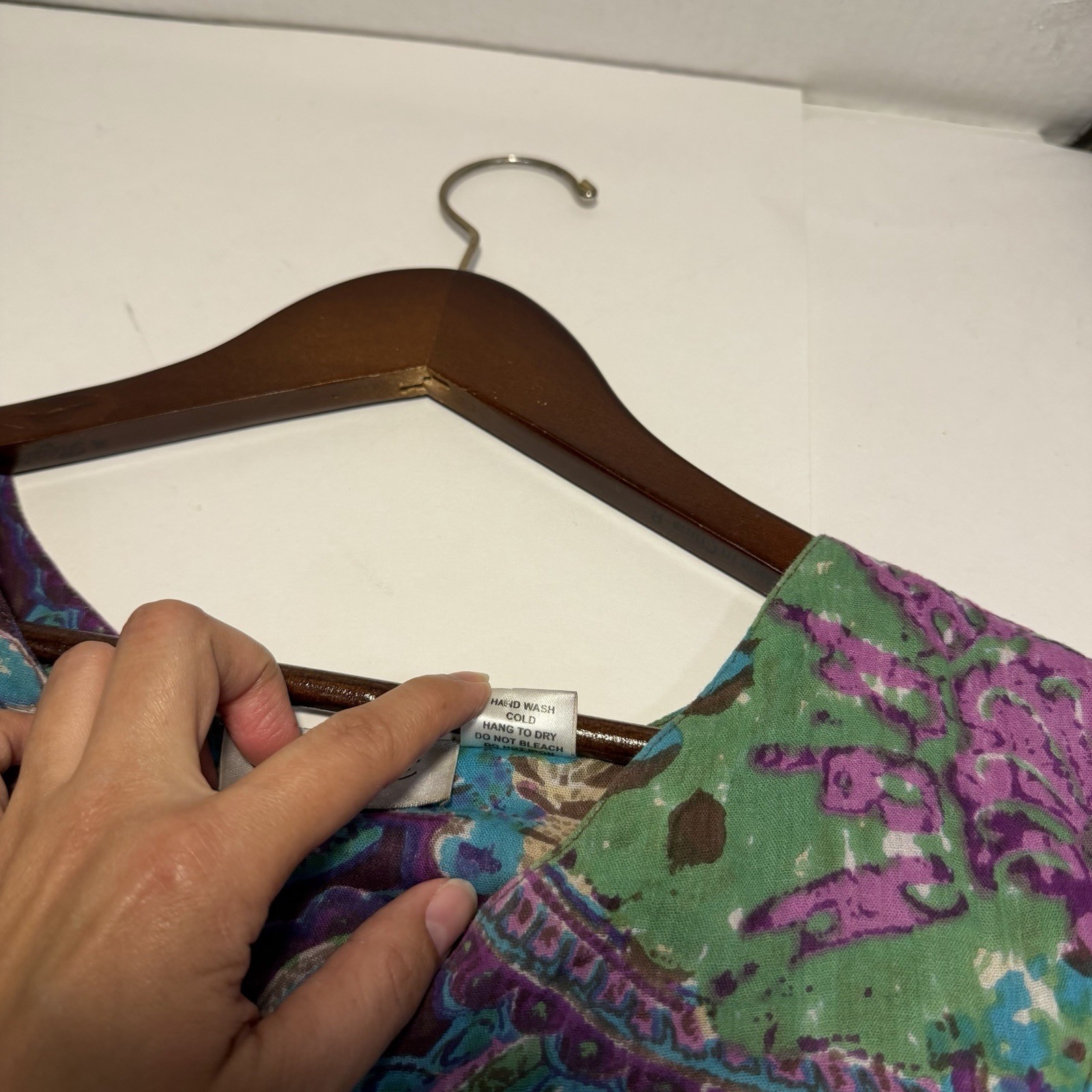Sante Classics Kaftan Midi Dress Bohemian Peasant Artsy M Cotton Hawaiian VTG