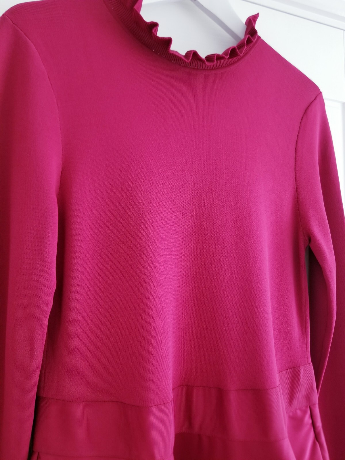 Ted Baker Zadi Midi Dress Knitted Bodice Deep Pink Red Long Sleeve Size 4 UK 14