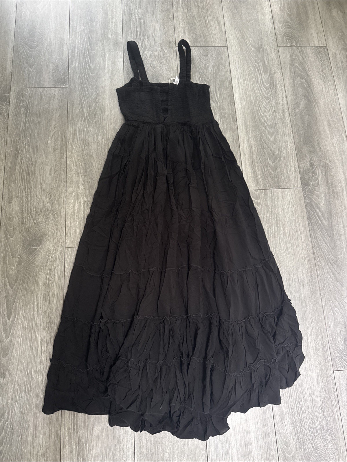 NWT – White Mark Womens Large Black Smocked Ruffle Maxi Dress