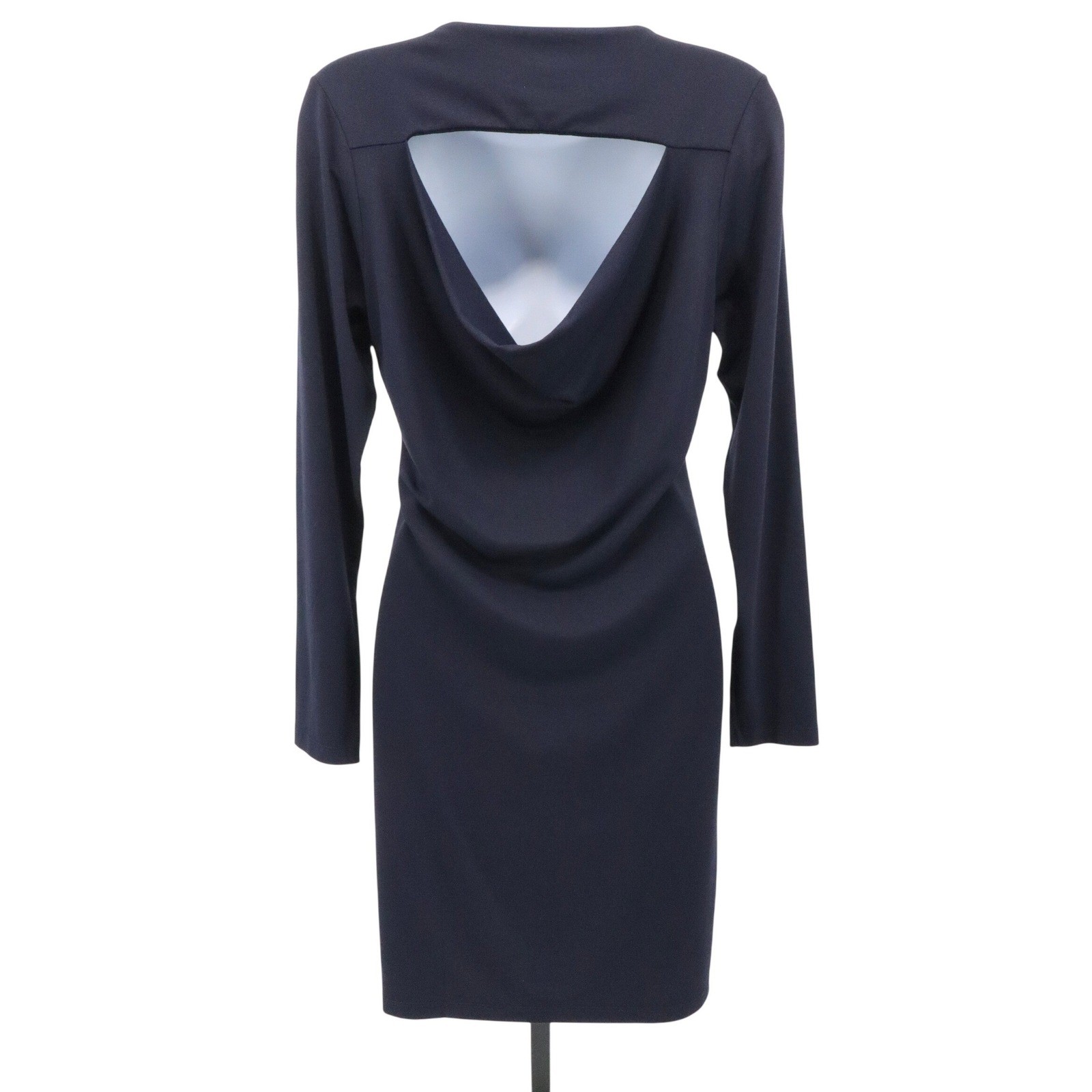 Susana Monaco Open Back Sheath Mini Dress Long Sleeve Navy Large