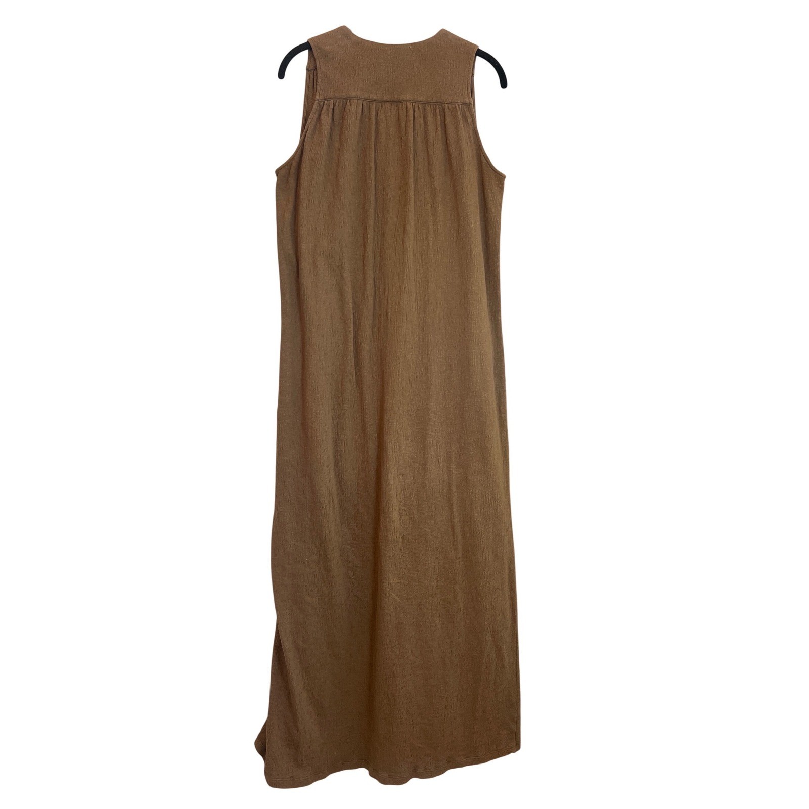 Richer Poorer Womens Tobacco Brown Ribbed V-Neck Sleeveless Maxi Dress Small