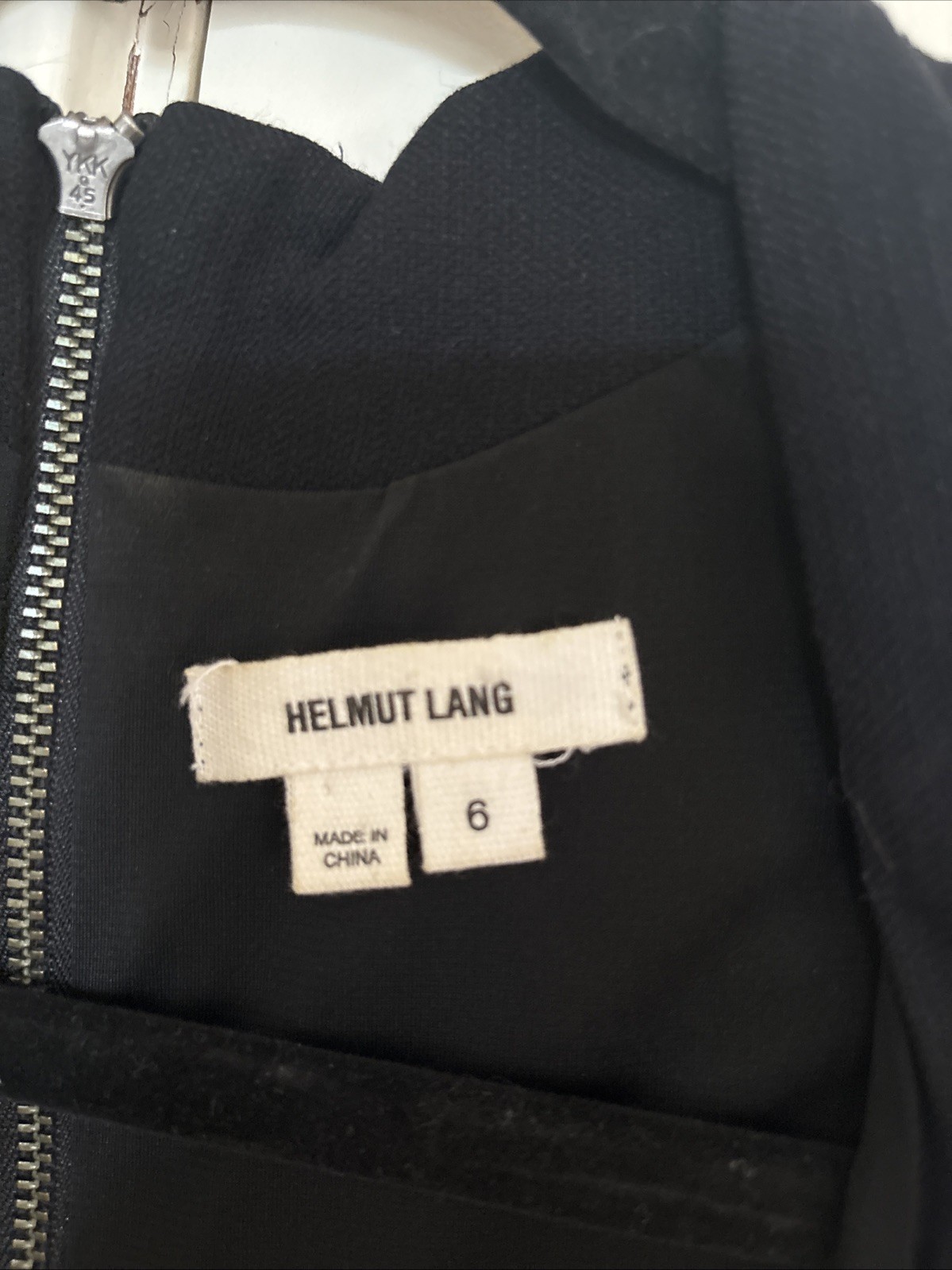 Helmut Lang Black Wool and Blistered Leather Panel Dress Size 6 Avant Garde