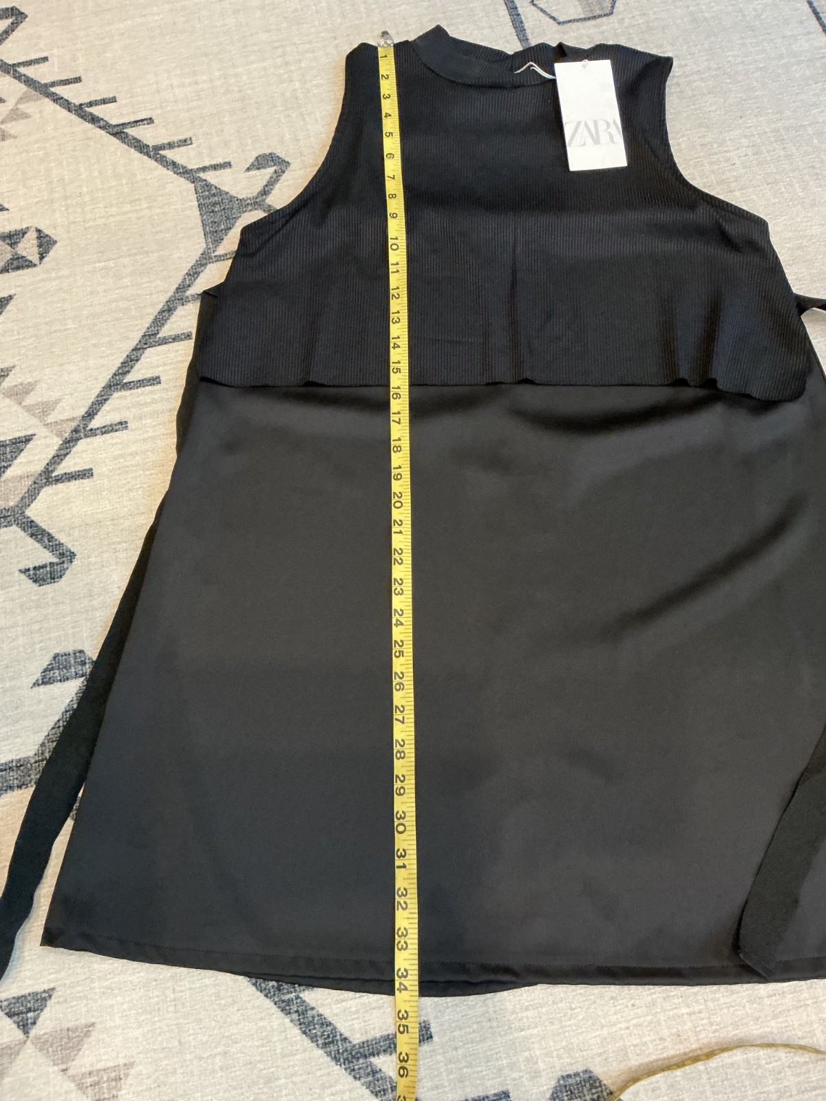 Zara Minimalist Mini Black Dress L Sleeveless/back tie /A Line/NEW