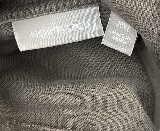 Nordstrom Shirt Dress Plus 20W Linen Maxi Tie Waist Pockets Mocha
