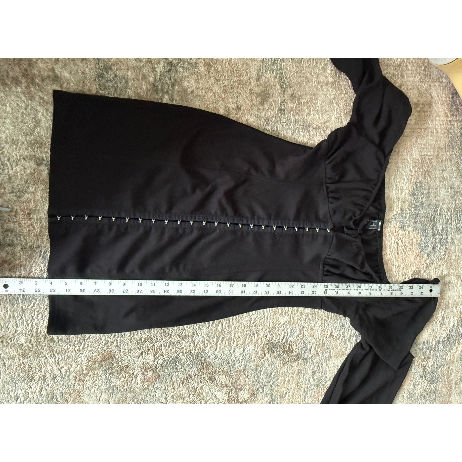 Forever 21 Black Hook and Eye Corset Milkmaid Mini Dress Sheer Long Sleeve Large